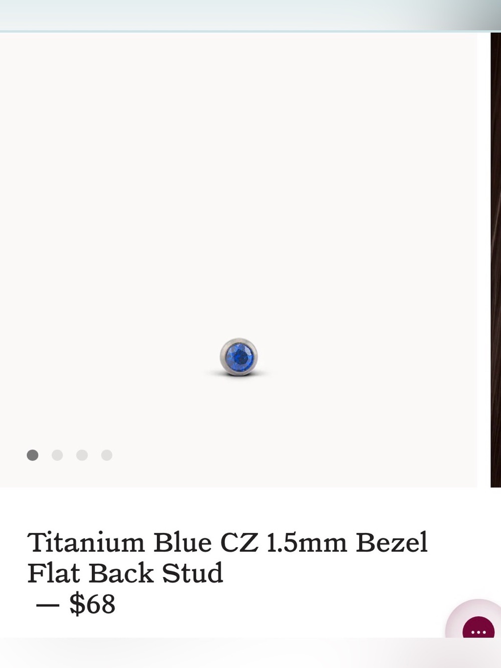 Rowan Titanium sapphire Blue CZ 1.5mm Bezel Flat Back Stud